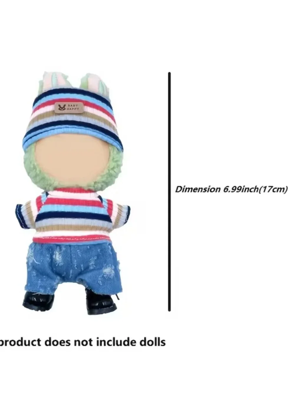 LABUBU Doll Clothes (3-Pc) Purple Sweater Skirt & Hat Outfit Set (NEW & SO CUTE)